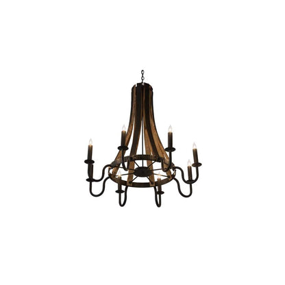 Barrel Stave 8 Light 43" Wide Taper Candle Style Chandelier