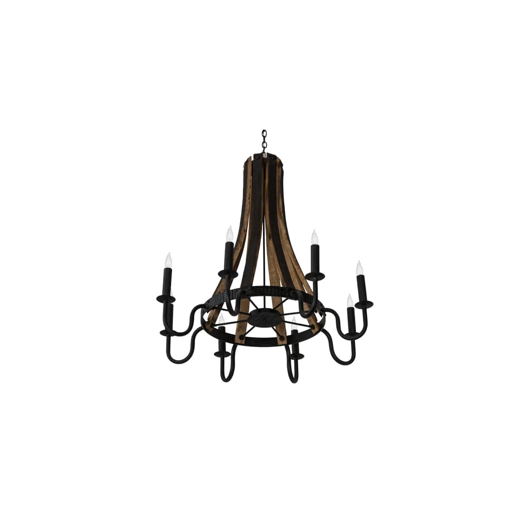 Barrel Stave 8 Light 43" Wide Taper Candle Style Chandelier