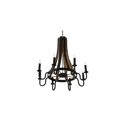 Barrel Stave 8 Light 43" Wide Taper Candle Style Chandelier