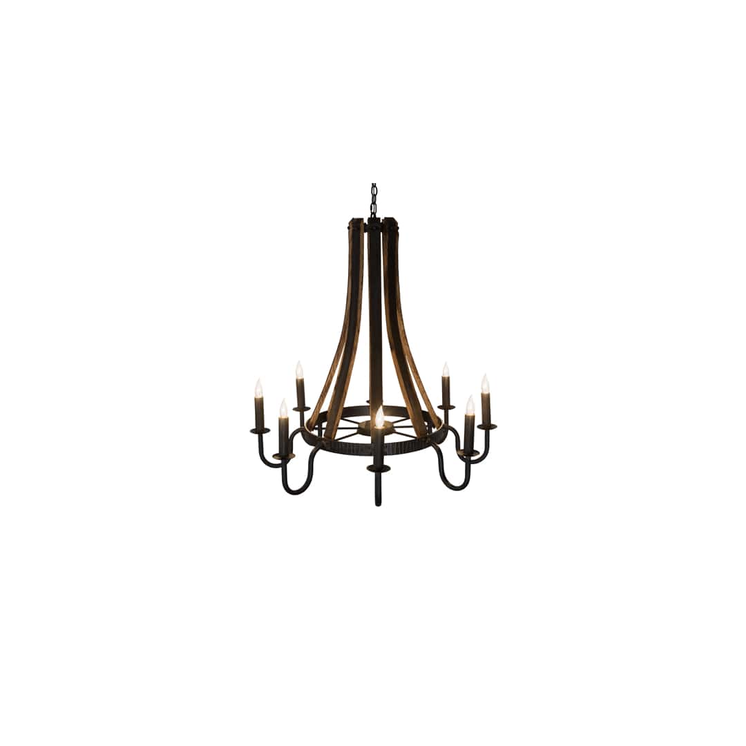 Barrel Stave 8 Light 43" Wide Taper Candle Style Chandelier