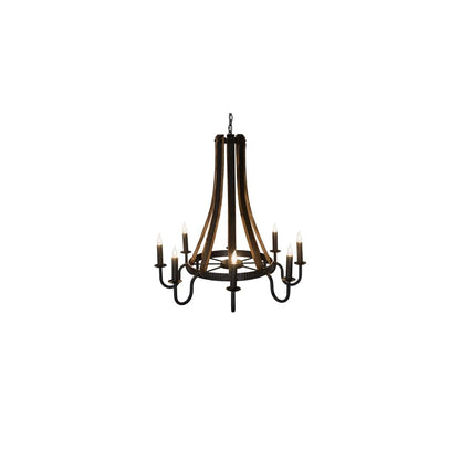 Barrel Stave 8 Light 43" Wide Taper Candle Style Chandelier