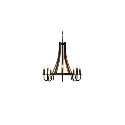 Barrel Stave 8 Light 43" Wide Taper Candle Style Chandelier