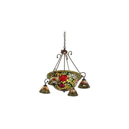 Tiffany Rosebush 5 Light 36" Wide Chandelier