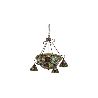 Tiffany Rosebush 5 Light 36" Wide Chandelier