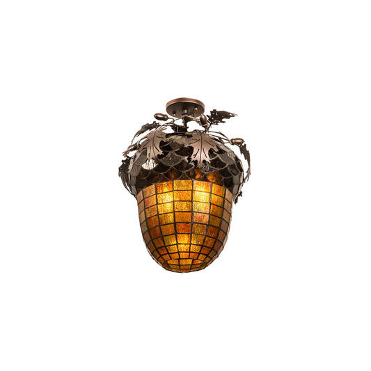 Oak Leaf and Acorn 2 Light 15" Wide Semi-Flush Ceiling Fixture