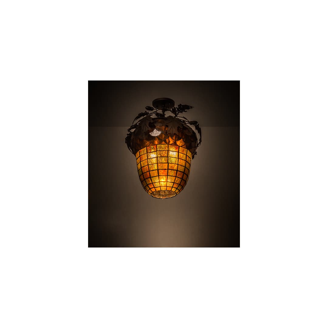 Oak Leaf and Acorn 2 Light 15" Wide Semi-Flush Ceiling Fixture