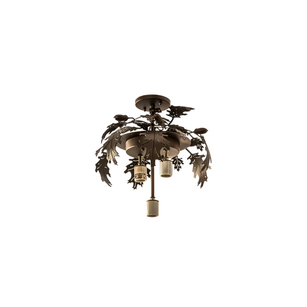 Oak Leaf and Acorn 2 Light 15" Wide Semi-Flush Ceiling Fixture
