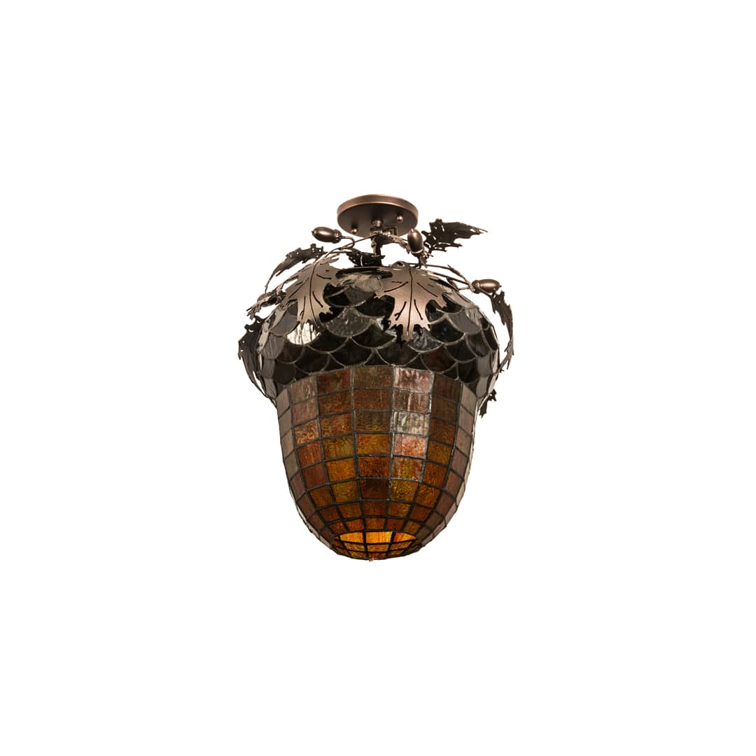 Oak Leaf and Acorn 2 Light 15" Wide Semi-Flush Ceiling Fixture