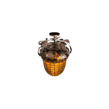 Oak Leaf and Acorn 2 Light 15" Wide Semi-Flush Ceiling Fixture
