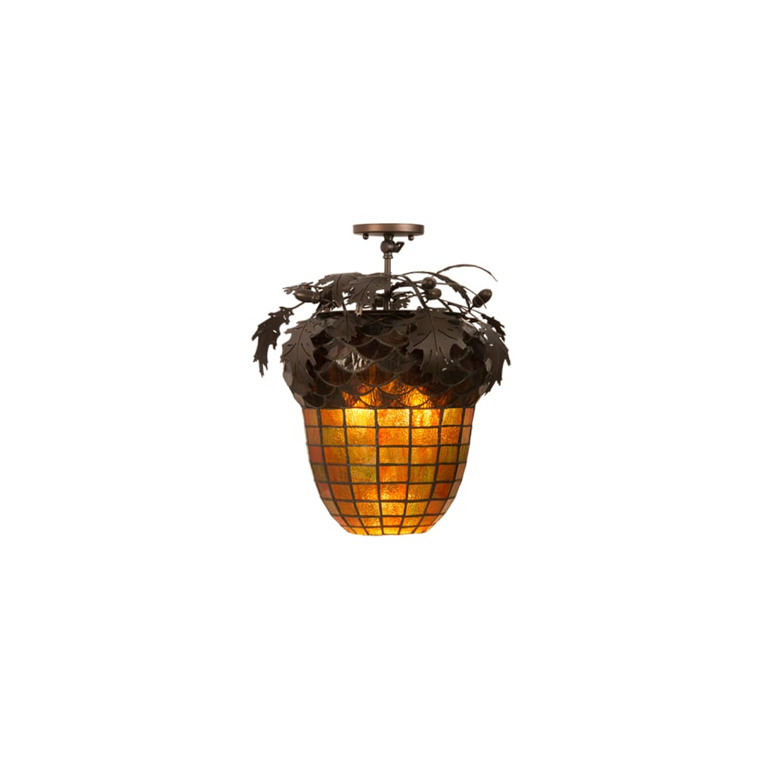 Oak Leaf and Acorn 2 Light 15" Wide Semi-Flush Ceiling Fixture