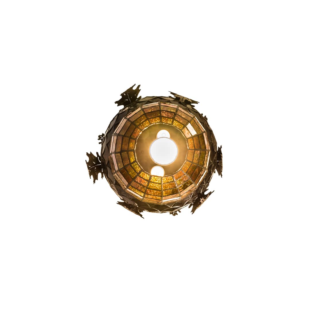 Oak Leaf and Acorn 2 Light 15" Wide Semi-Flush Ceiling Fixture