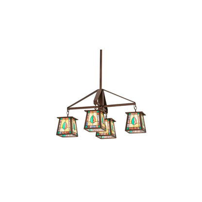 Long Mackintosh Leaf 4 Light 24" Wide Chandelier