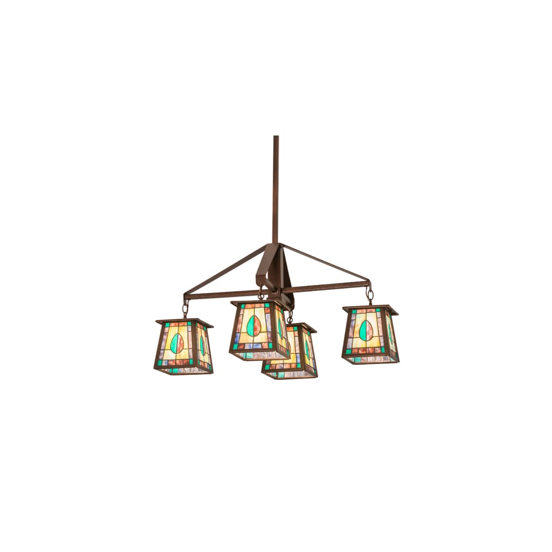 Long Mackintosh Leaf 4 Light 24" Wide Chandelier