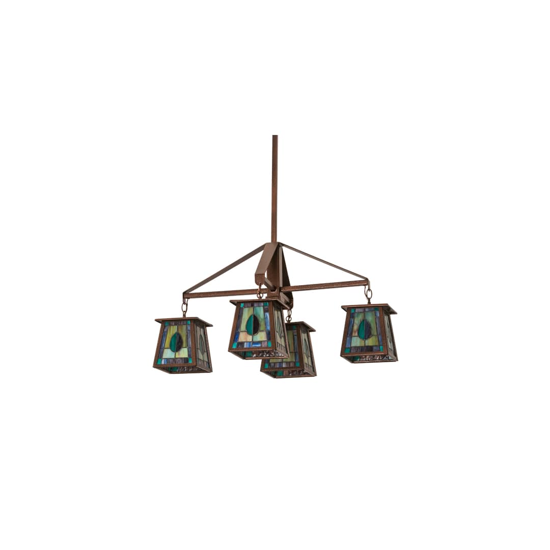 Long Mackintosh Leaf 4 Light 24" Wide Chandelier