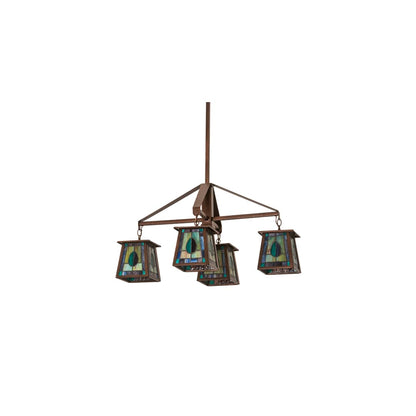 Long Mackintosh Leaf 4 Light 24" Wide Chandelier