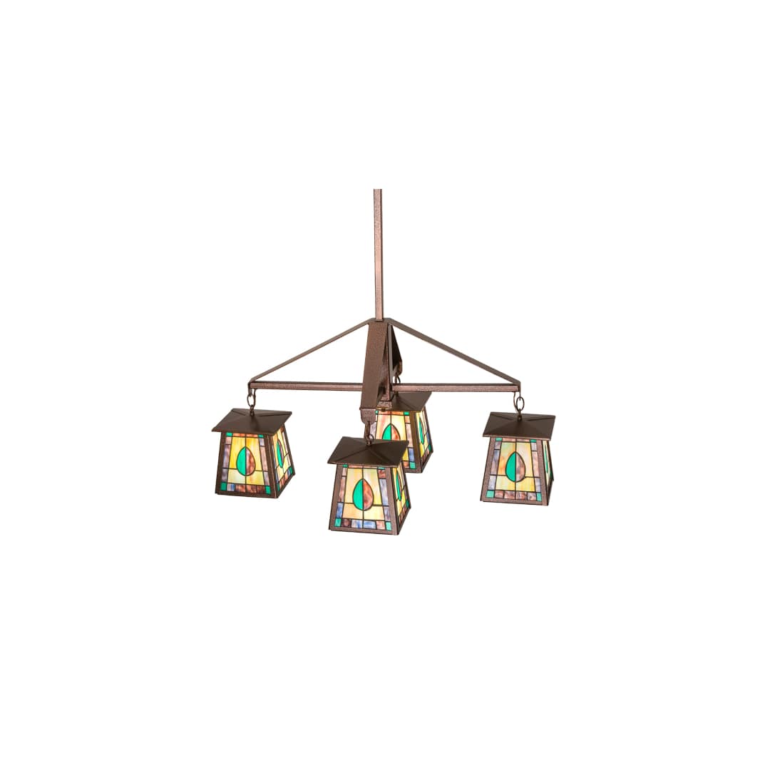 Long Mackintosh Leaf 4 Light 24" Wide Chandelier
