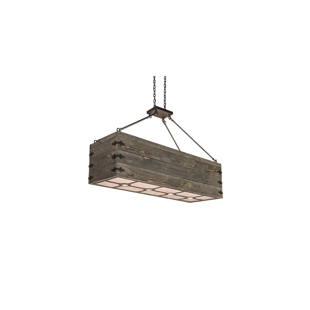 8 Light 61" Wide Wood Linear Pendant