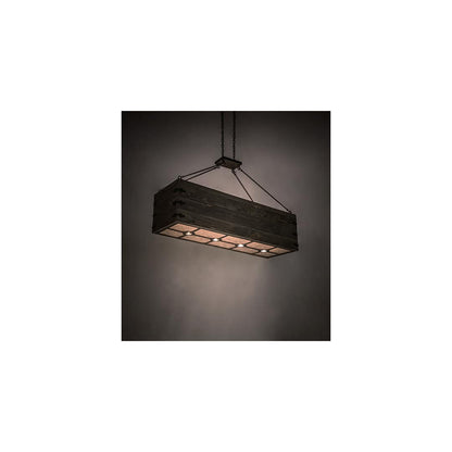 8 Light 61" Wide Wood Linear Pendant
