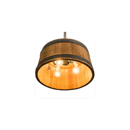3 Light 25" Wide Wood Pendant