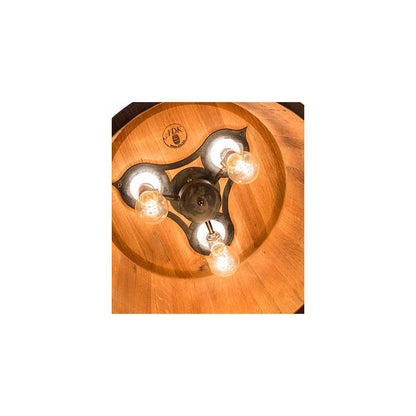 3 Light 25" Wide Wood Pendant