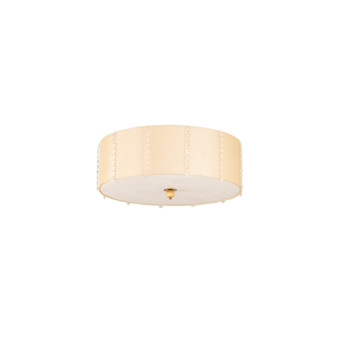 Cilindro Lujoso 8 Light 32" Wide Semi-Flush Drum Ceiling Fixture with Natural Silk Shade - Brass Finish