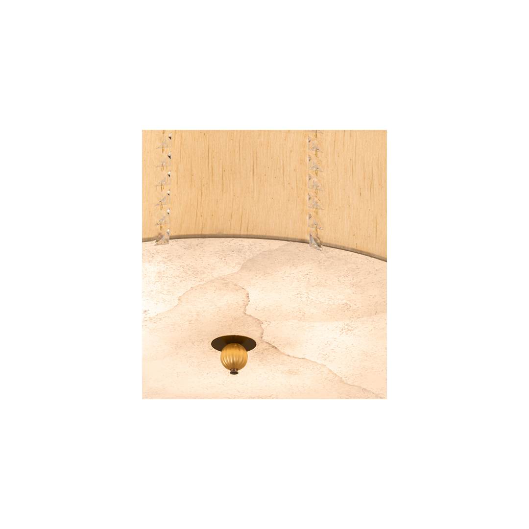 Cilindro Lujoso 8 Light 32" Wide Semi-Flush Drum Ceiling Fixture with Natural Silk Shade - Brass Finish