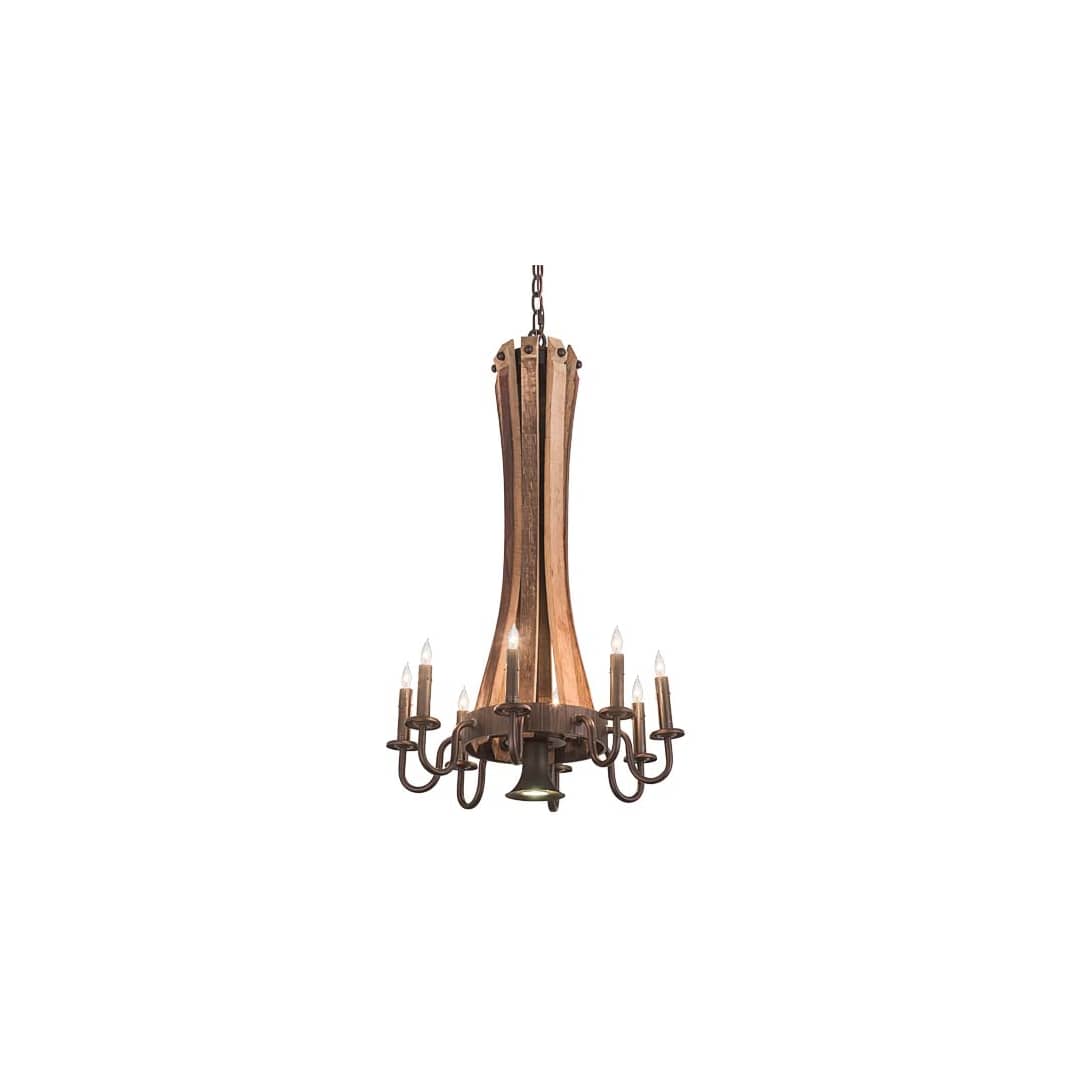 Barrel Stave Madera 9 Light 20" Wide Taper Candle Style Chandelier