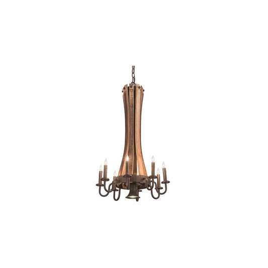 Barrel Stave Madera 9 Light 20" Wide Taper Candle Style Chandelier