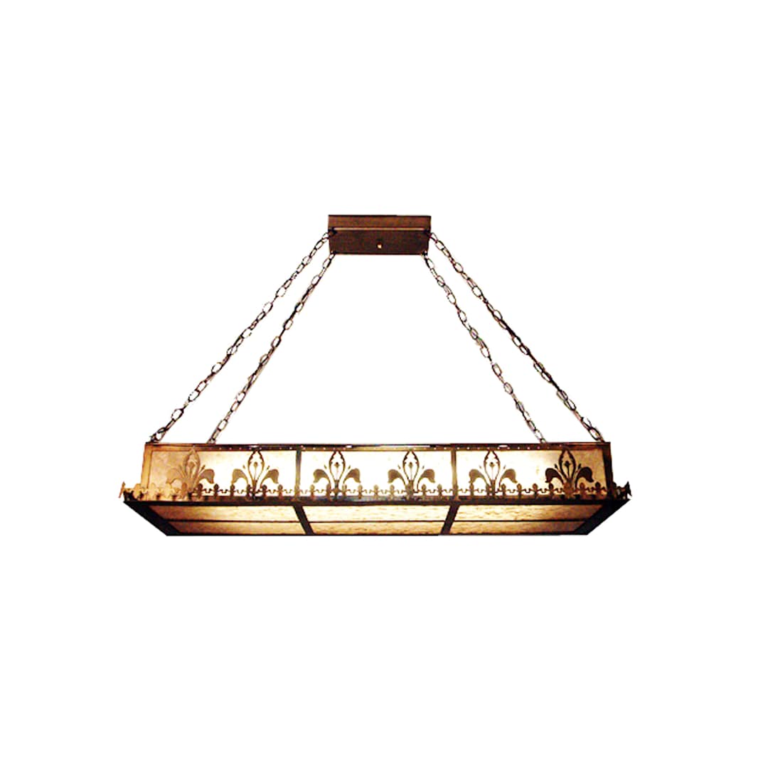 Gothic Fleur-De-Lis 2 Light 48" Wide Billiard Chandelier with Silver Mica Shade