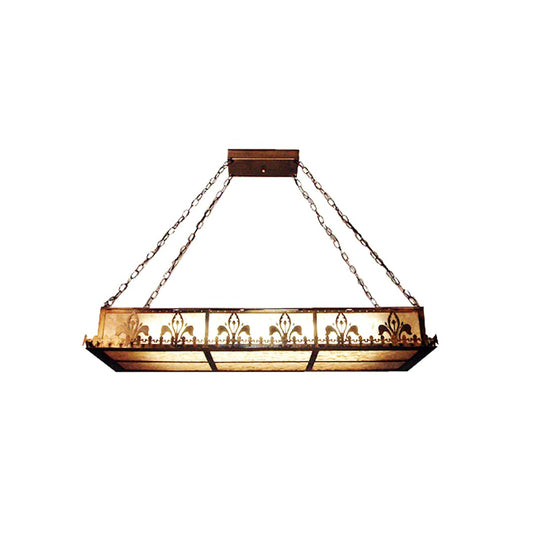 Gothic Fleur-De-Lis 2 Light 48" Wide Billiard Chandelier with Silver Mica Shade