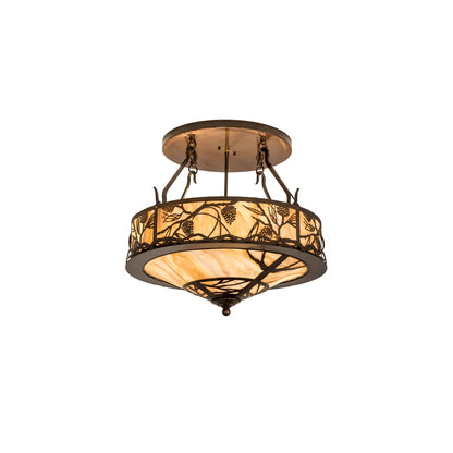 Whispering Pines 4 Light 24" Wide Semi-Flush Ceiling Fixture - Old Copper Pot Finish