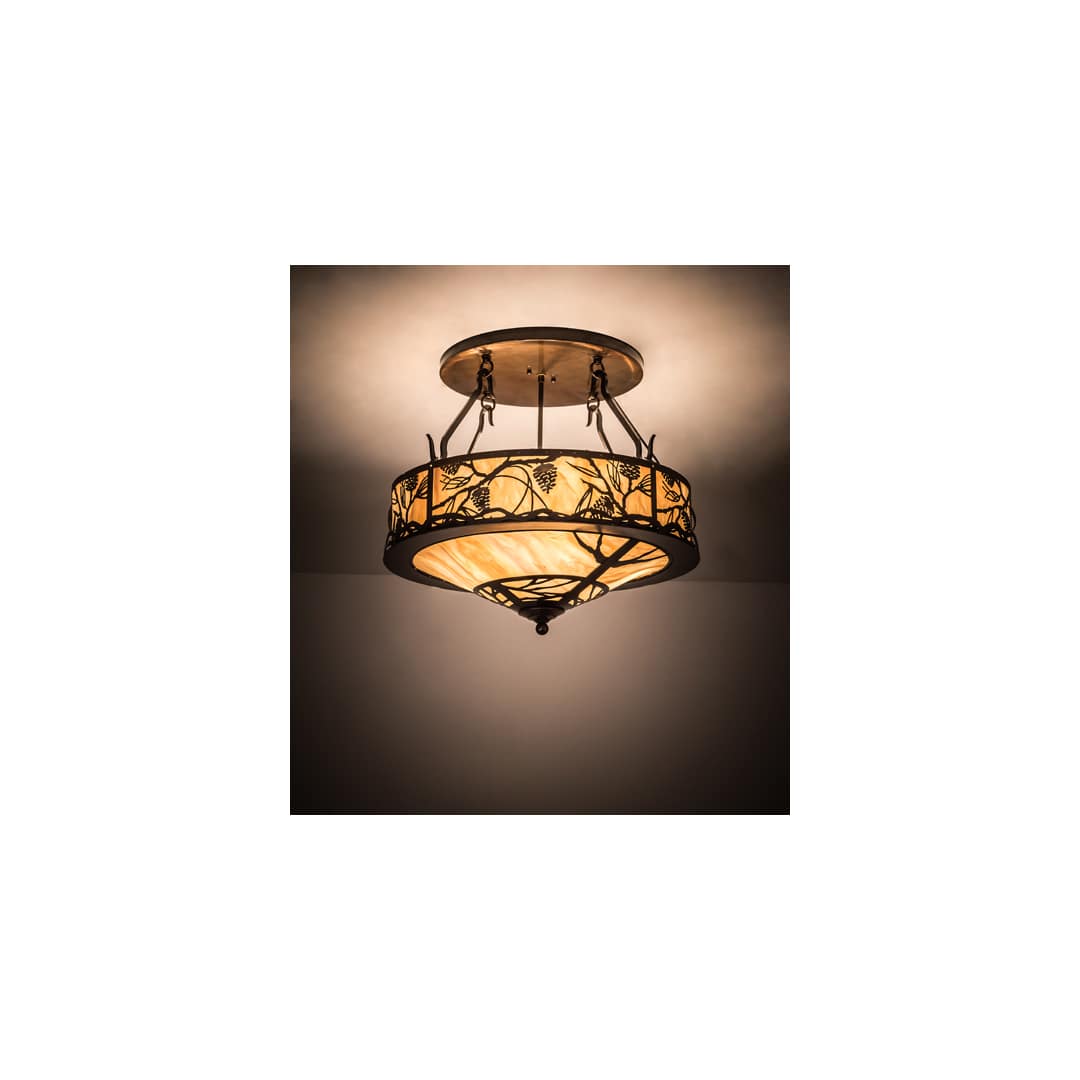 Whispering Pines 4 Light 24" Wide Semi-Flush Ceiling Fixture - Old Copper Pot Finish