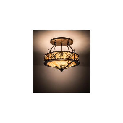 Whispering Pines 4 Light 24" Wide Semi-Flush Ceiling Fixture - Old Copper Pot Finish