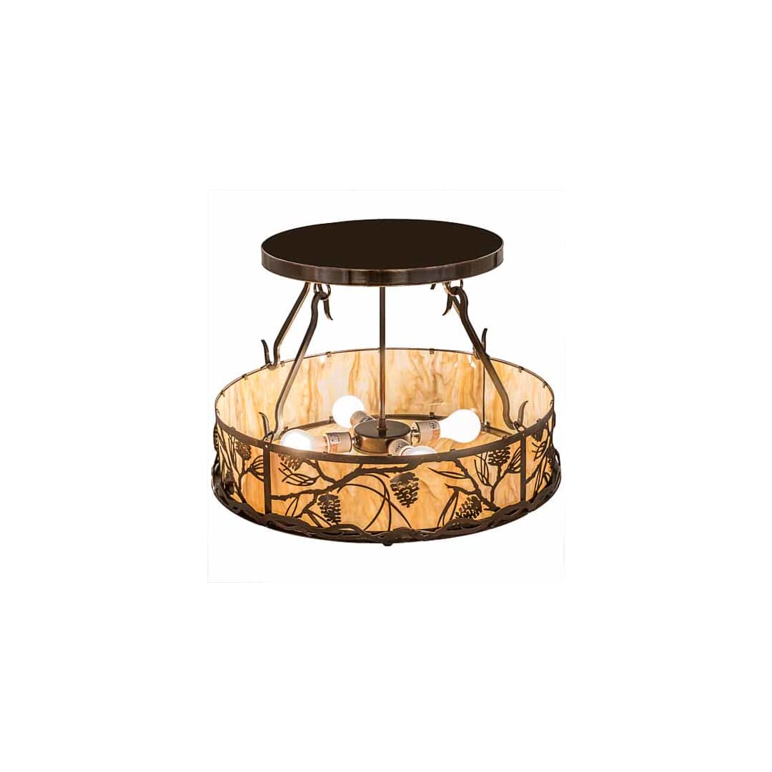 Whispering Pines 4 Light 24" Wide Semi-Flush Ceiling Fixture - Old Copper Pot Finish