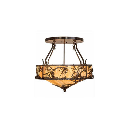 Whispering Pines 4 Light 24" Wide Semi-Flush Ceiling Fixture - Old Copper Pot Finish