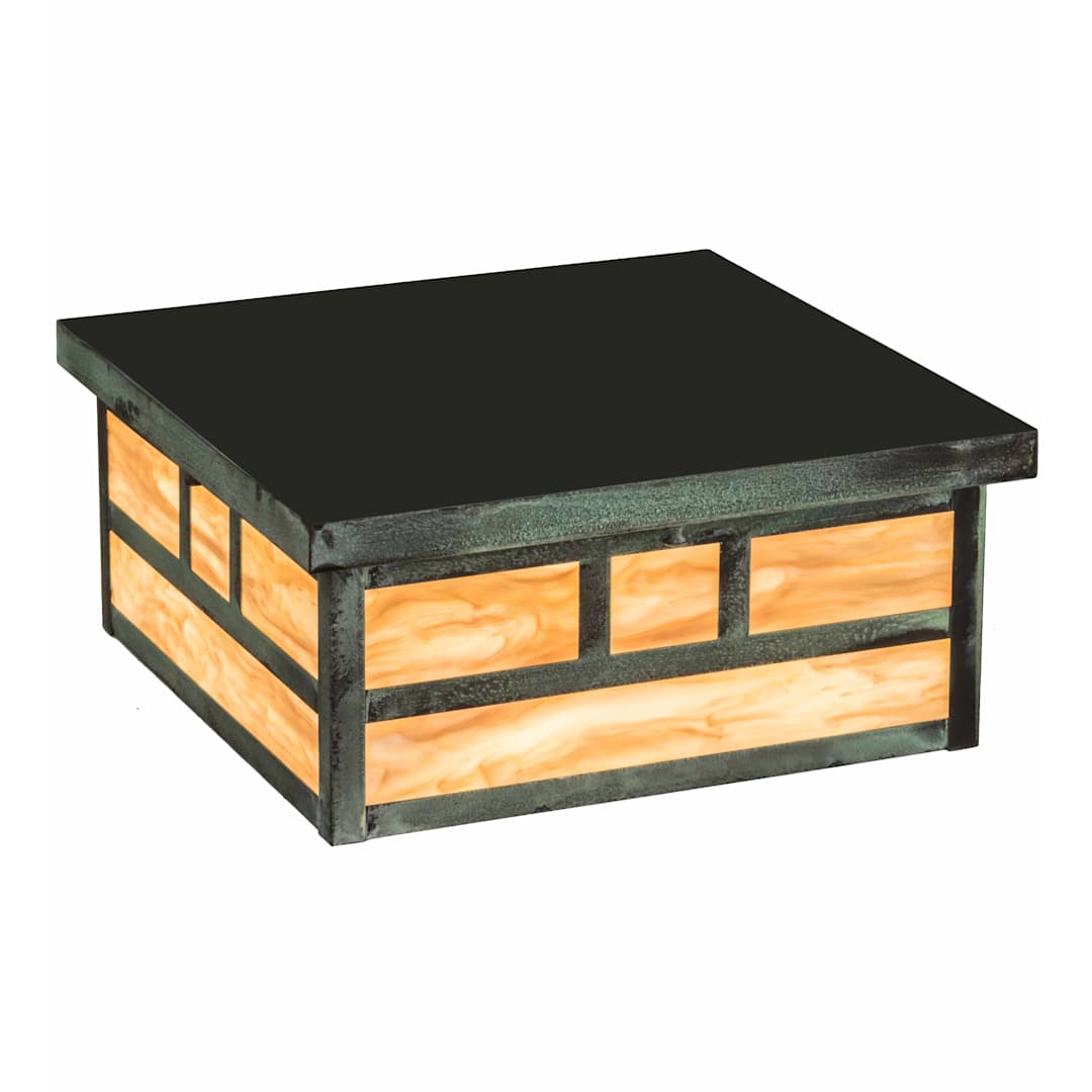 Hyde Park Double Bar Mission 4 Light 23" Wide Flush Mount Square Ceiling Fixture - Verdigris Finish