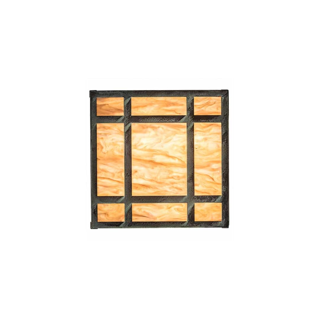 Hyde Park Double Bar Mission 4 Light 23" Wide Flush Mount Square Ceiling Fixture - Verdigris Finish