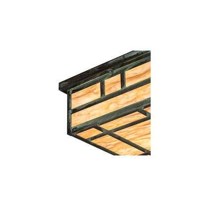 Hyde Park Double Bar Mission 4 Light 23" Wide Flush Mount Square Ceiling Fixture - Verdigris Finish