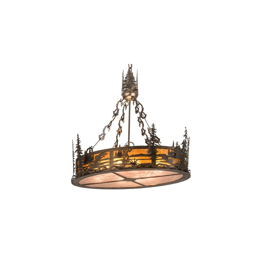 8 Light 30" Wide Abstract Linear Pendant