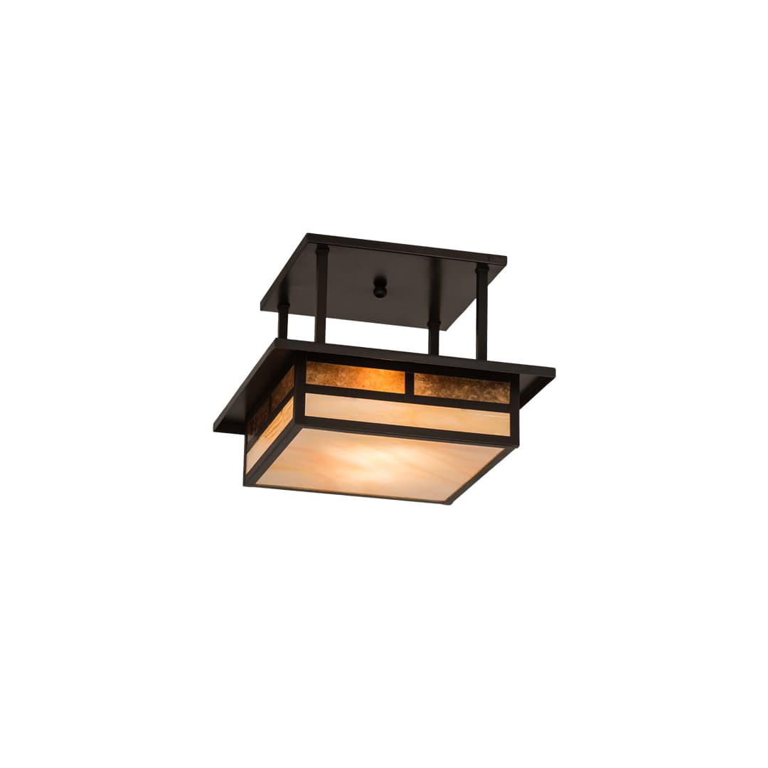Hyde Park "T" Mission 2 Light 21" Wide Semi-Flush Square Ceiling Fixture - Craftsman Brown Finish