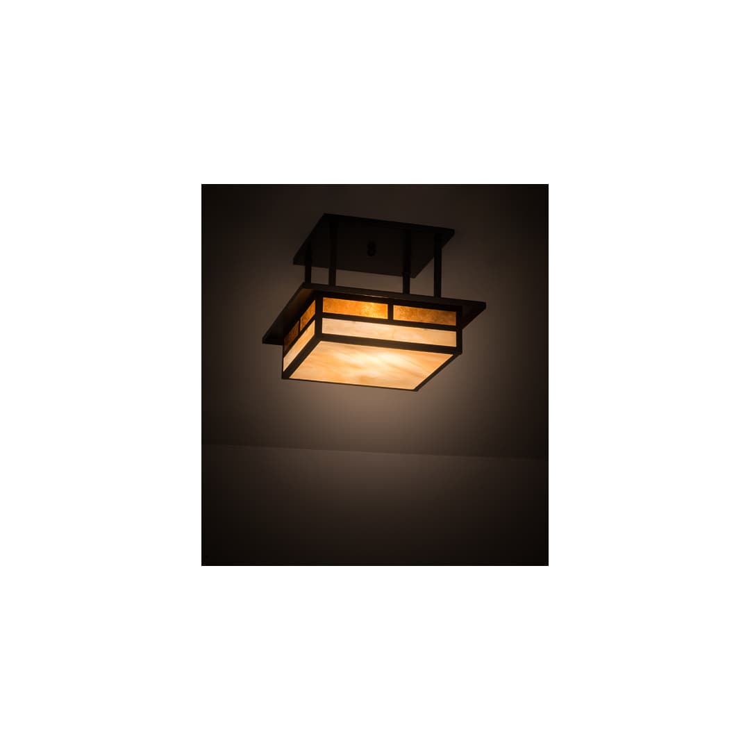 Hyde Park "T" Mission 2 Light 21" Wide Semi-Flush Square Ceiling Fixture - Craftsman Brown Finish