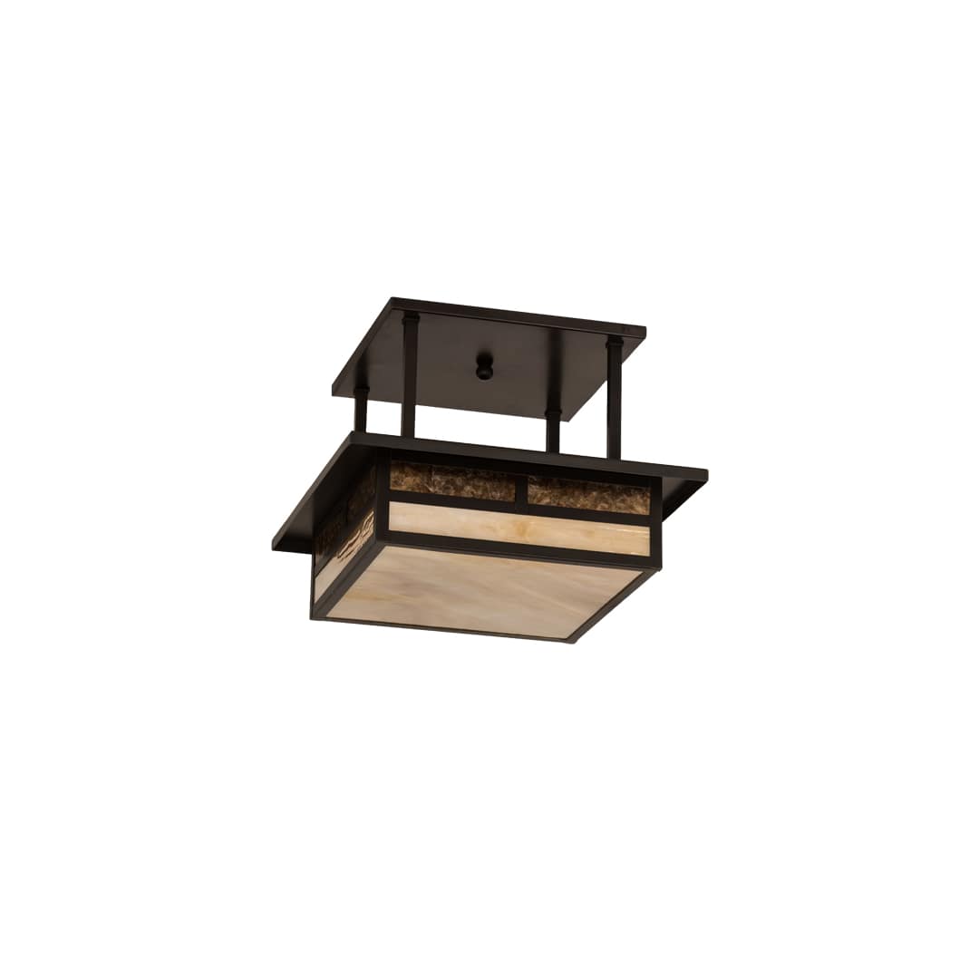Hyde Park "T" Mission 2 Light 21" Wide Semi-Flush Square Ceiling Fixture - Craftsman Brown Finish
