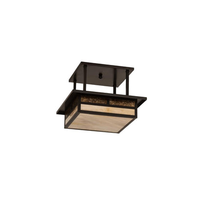 Hyde Park "T" Mission 2 Light 21" Wide Semi-Flush Square Ceiling Fixture - Craftsman Brown Finish
