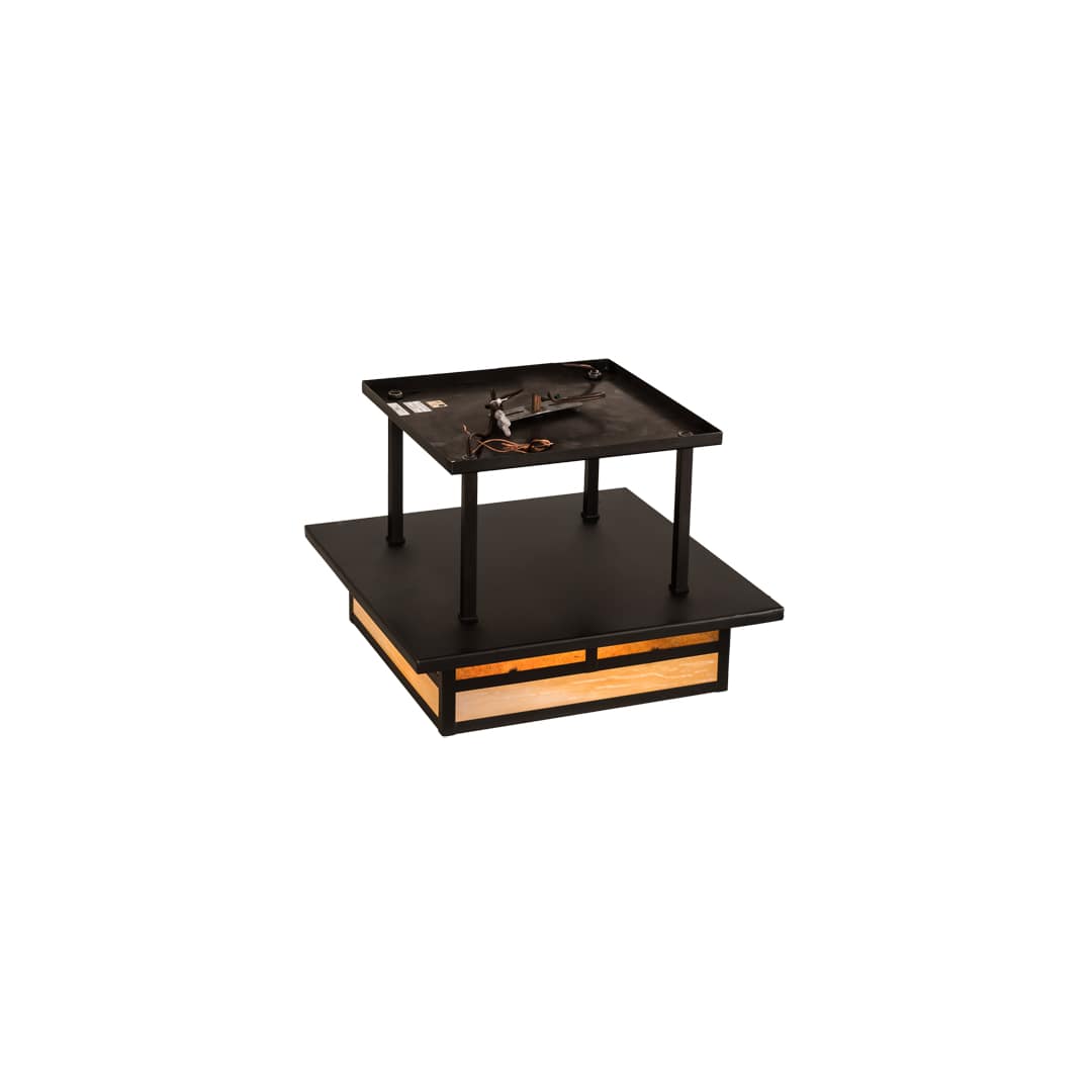 Hyde Park "T" Mission 2 Light 21" Wide Semi-Flush Square Ceiling Fixture - Craftsman Brown Finish