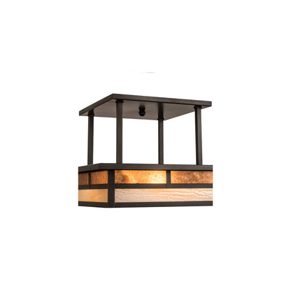 Hyde Park "T" Mission 2 Light 21" Wide Semi-Flush Square Ceiling Fixture - Craftsman Brown Finish