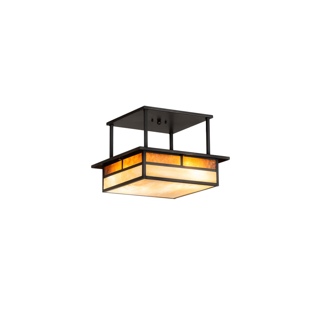 Hyde Park "T" Mission 2 Light 25" Wide Semi-Flush Square Ceiling Fixture