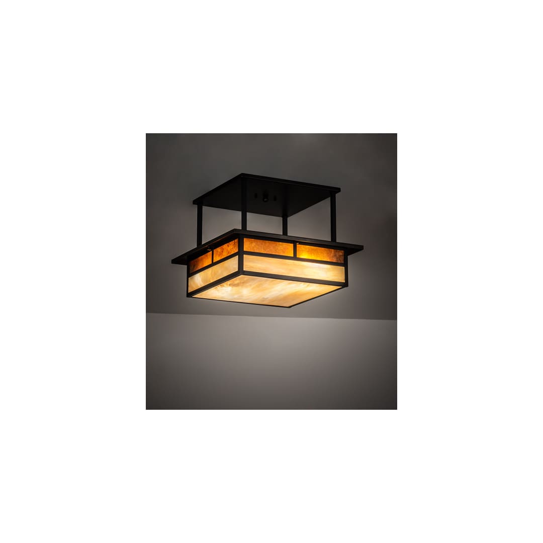 Hyde Park "T" Mission 2 Light 25" Wide Semi-Flush Square Ceiling Fixture