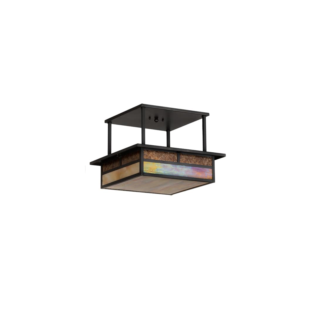 Hyde Park "T" Mission 2 Light 25" Wide Semi-Flush Square Ceiling Fixture
