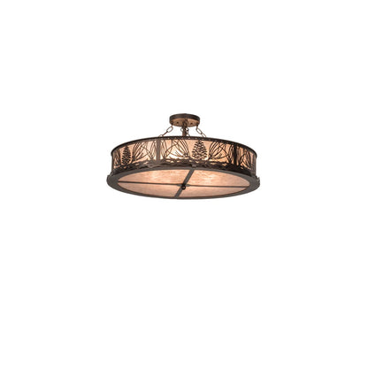 Mountain Pine 8 Light 30" Wide Semi-Flush Drum Ceiling Fixture - Mahogany Bronze Finish