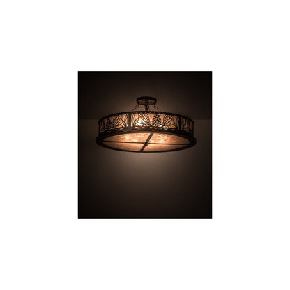 Mountain Pine 8 Light 30" Wide Semi-Flush Drum Ceiling Fixture - Mahogany Bronze Finish